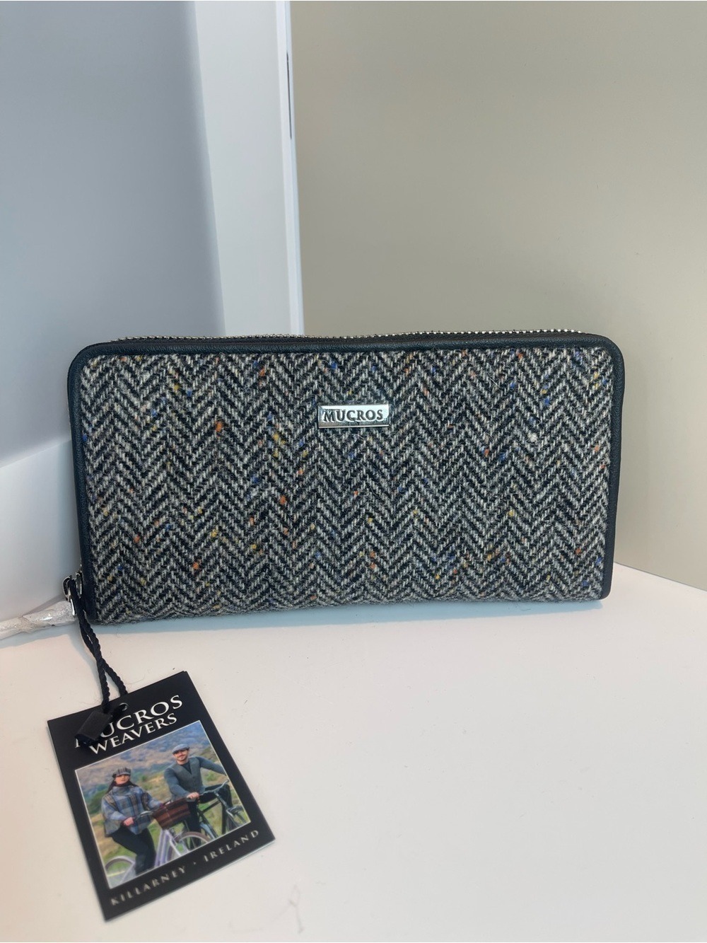 Mucros Weavers Irish Tweed Herringbone Zip Around Wallet - Authentic Heritage
